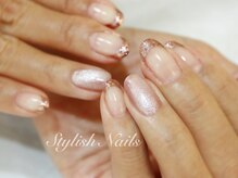 スタイリッシュネイルズ(Stylish Nails)/ピンクマグネットとラメフレンチ