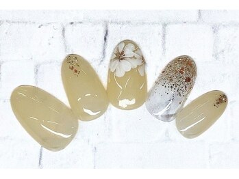 アルセア 上野御徒町店(Alcea)/生花 フラワーネイル 手書き