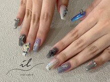 イル 神戸店/リボン×チェックネイル