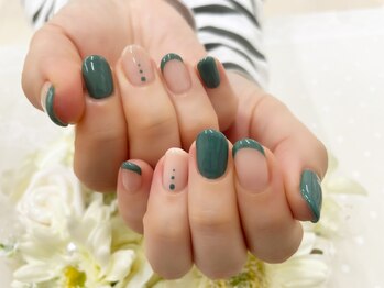プルミエ ネイル(Premier Nail)/お持込み☆モスグリーンフレンチ