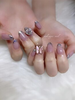 ピンクシュガーネイル(pink sugar nail)/ガラスフレンチ♪