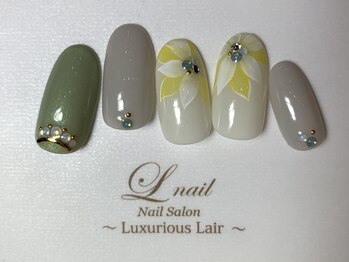 エルネイルアンドブラン 橋本店(Lnail×Blanc)/ワンカラー×フラワー