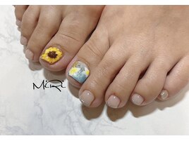 ひまわり＆プルメリアネイル