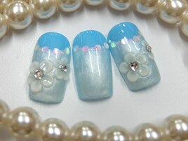 着物和装サムシングブルー3D花