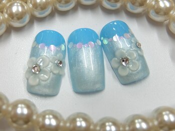 ネイルサロンミキ 横浜(MIKI)/着物和装サムシングブルー3D花