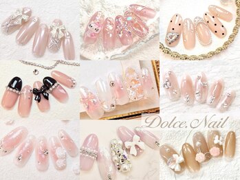ネイルサロン ドルチェネイル 柏店(Dolce.Nail)の写真/【爆発的トレンド★ワンホンネイル/韓国ネイル】キラキラパーツがたまらなく可愛い!きらめきフェミニンnail