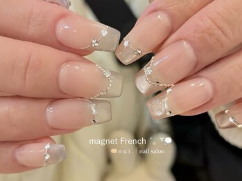 n u i. | nail salon 下北沢【パラジェル・フィルイン・持ち込み・長さだし】/マグネットフレンチ