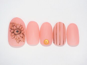 ネイルサロン ドレリッチ 大宮店(drerich)/【6990】手描きお花マットネイル