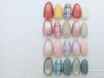 春チェックネイル￥6800