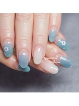 たゆ ネイル(たゆnail)/ブルー丸フレンチネイル