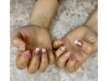 バレンタインネイル