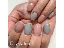 クリスタルネイル ボンベルタ橘店(CRYSTAL NAIL)/グレー×ピンク