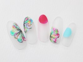 カラフル　フラワーネイル