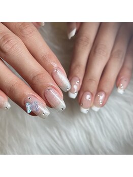 イルネイル バイ ルアナ(001..Nail by Luana.)/ラメワンカラー×フレンチネイル