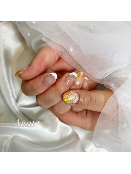 アゲート(Agate)/オレンジ夏ネイル