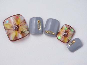 トータルビューティーアンドアズフローラ(Total Beauty & a`s Flora)/フット★グレー×大花