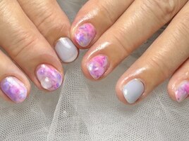 紫陽花っぽインクネイル