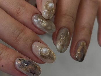 and w/Laque mini/*ゴールドアンティークネイル*