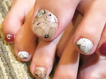 サロン ド ワカ(Salon de WAKA)/水彩フラワーフットネイル