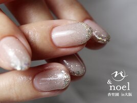 ホワイトグレー ラメフレンチ
