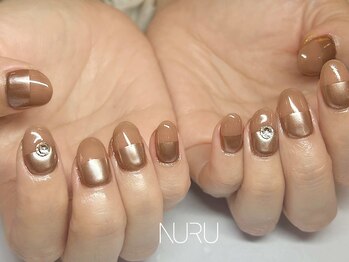 ヌル ネイル 新宿(NURU NAIL)/夏/個性派/フレンチ/ミラー/韓国
