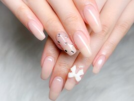 長さだし◆リボンドットネイル