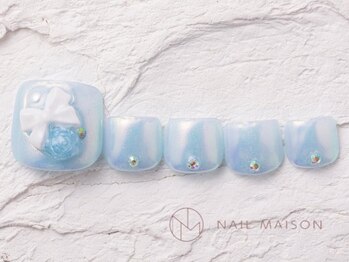 ネイルメゾン 渋谷店(NAIL MAISON)/リボンバラ水色ミラー￥7500