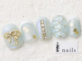 ブルーキルティングリボン