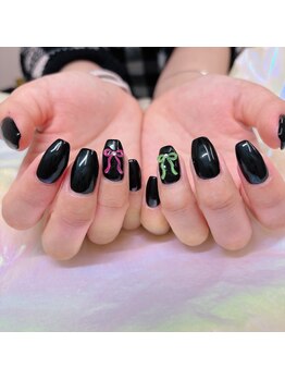 アイディールネイル(ideal nail)/ワンカラー×リボン追加