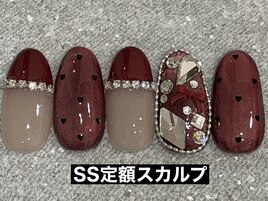 ボルドー×ドット×パーツ