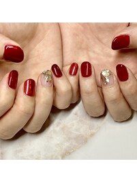 秋ネイルレッドネイル