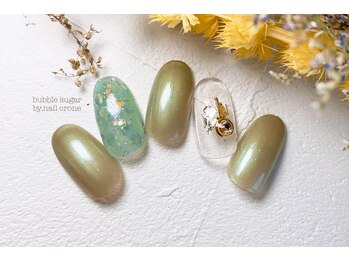 バブル シュガー バイ ネイルクローネ(bublle sugar by.nail crone)/トレンドグリーンカラーネイル