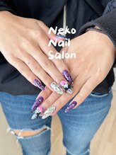 ネコ(Neko)/ヒョウ柄　埋め尽くし　紫ネイル