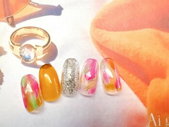 フルールソンネイル(fleur son nail)/8月定額シンプルアート