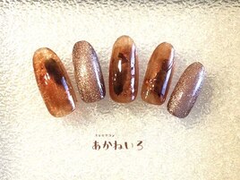 秋冬ネイル　べっこうマグネット
