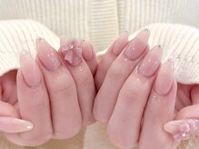 ミリー アイネ アイラッシュ アンド ネイル 池袋(Millie ainee Eyelash＆Nail)/ピンクワンカラー×リボン
