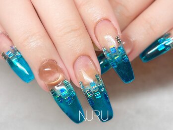 ヌル ネイル 新宿(NURU NAIL)/夏/個性派/グラデーション/青