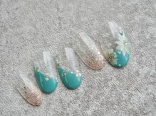 カトルナフ(quatre fois neuf)/春の手描きお花ネイル