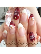 グラント(NAIL SALON&SCHOOL grant)/ボルドー&・メッセージネイル