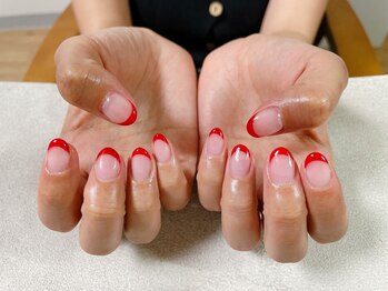 キキネイル 二子玉川(kikinail)/赤フレンチ　シンプルネイル