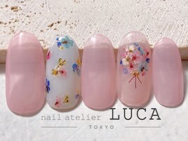 W-39カラフル押し花ブーケネイル