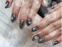 ユニカ(unica)/ツイード×雪の結晶ネイル