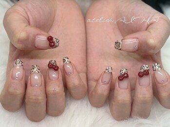 ハート豹柄/リボン/有料パーツ