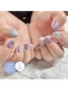 紫陽花カラーのニュアンスネイル