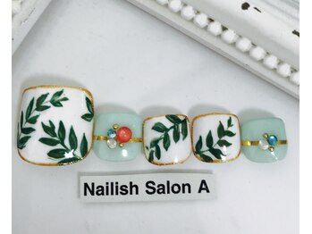 ネイリッシュサロン エー(Nailish Salon A)/リーフフットネイル