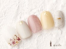 アイネイルズ 横浜WEST店(I-nails)/シンプル押し花　8480円