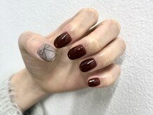 インザピンクリリー(in the pink LILY)/リボンネイル/ブラウンネイル