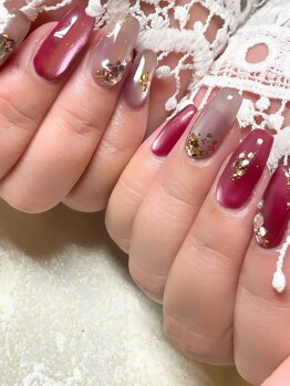 カズネイル(Kazu nail)の写真/【オフ/丁寧ケア込◆ブライダルコース¥8500】特別な日のネイルに♪ジュエリー感覚で指先を彩る大人デザイン