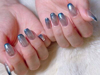 サニーデイズ ネイルアンドビューティー 曙橋店(SunnyDays Nail&Beauty)/ブルー×ミラー