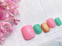 ネイルサロン&スクール ジーナ(GINA)/ピンク×グリーン